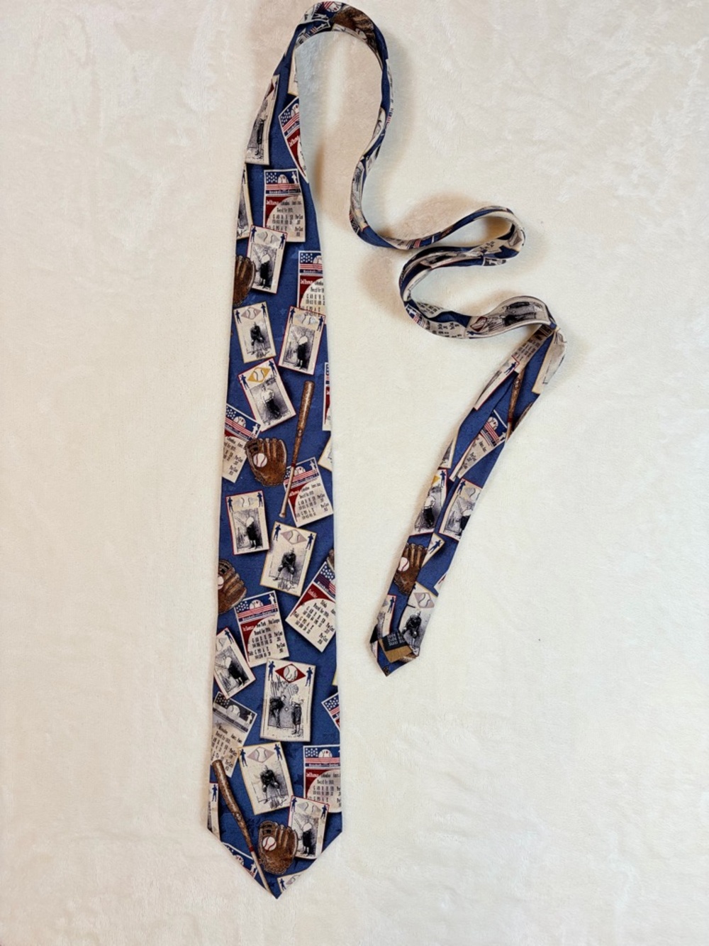 Tango by Max Raab Men's Novelty Baseball Sports Silk Tie Blue Wide
